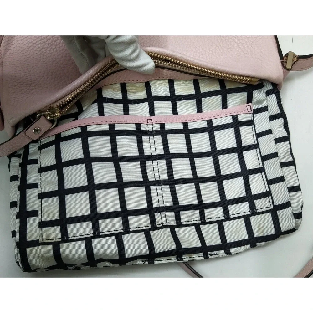 Kate Spade New York Pink Pebbled Leather Double Zipper Closure Crossbody Bag
